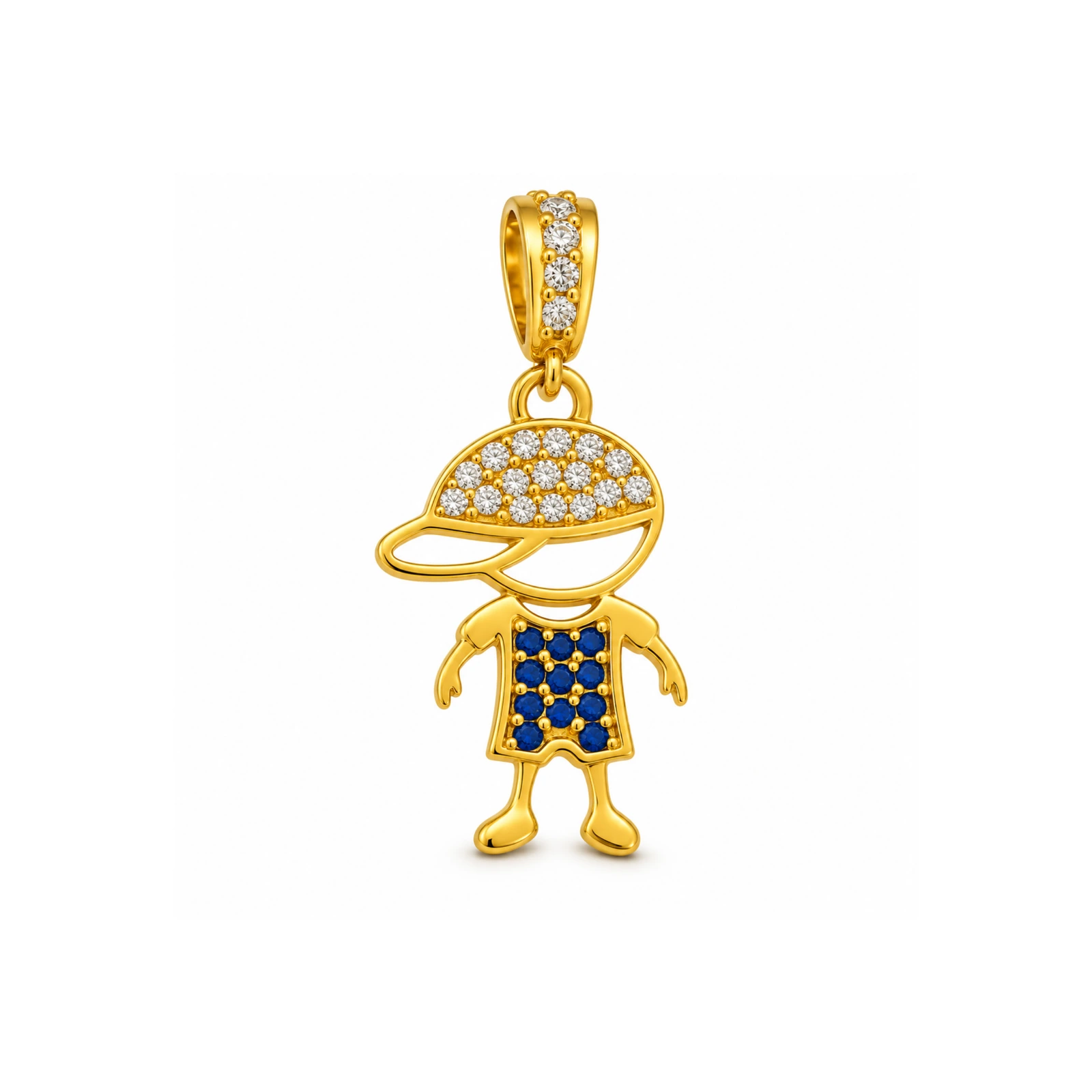 PINGENTE DE MOEDA MENINO C/30 PEDRAS MUDA COR DA CAMISA DE TAMANHO 1,5X1,8