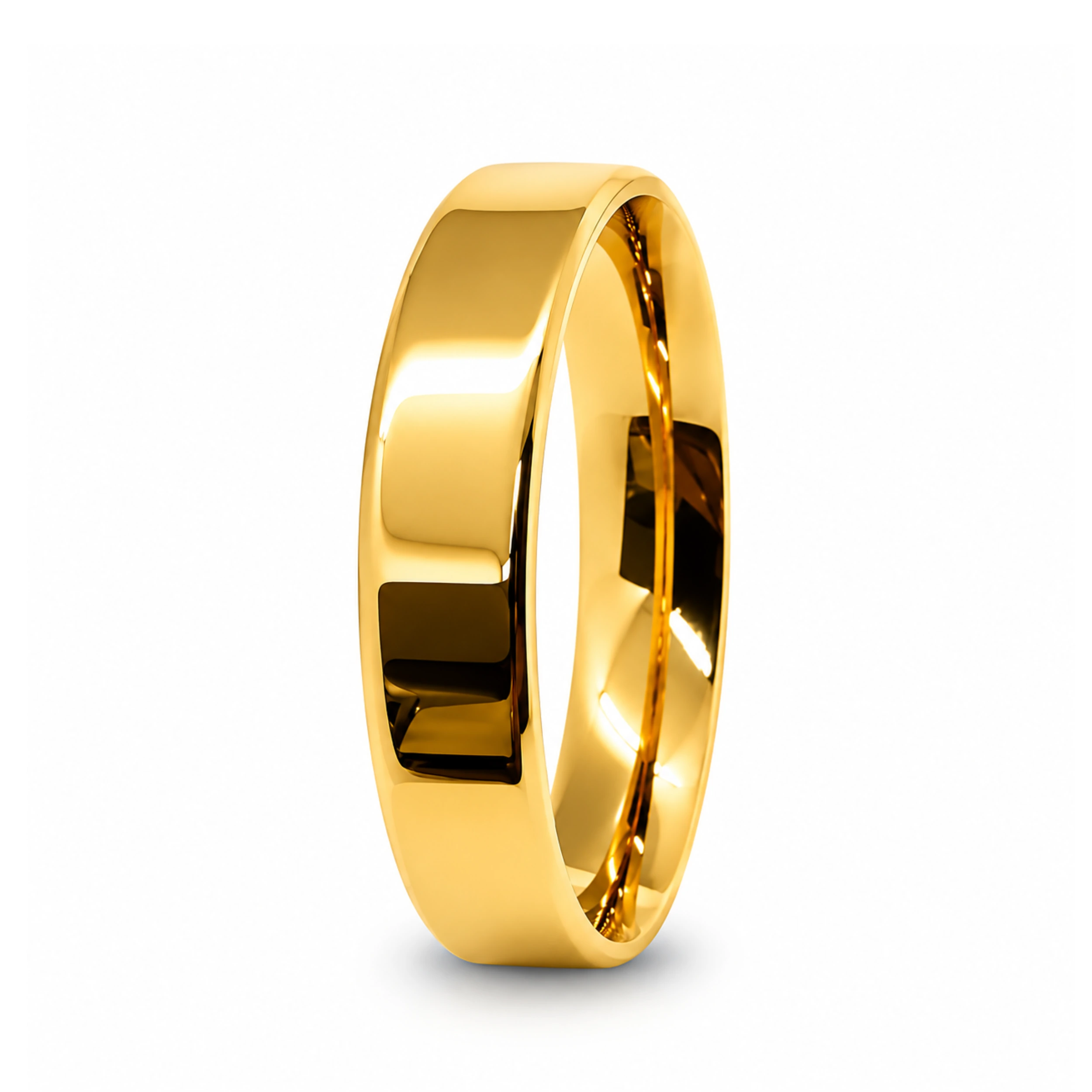ALIANÇA DE MOEDA 5,0MM QUADRADA CHANFRADA