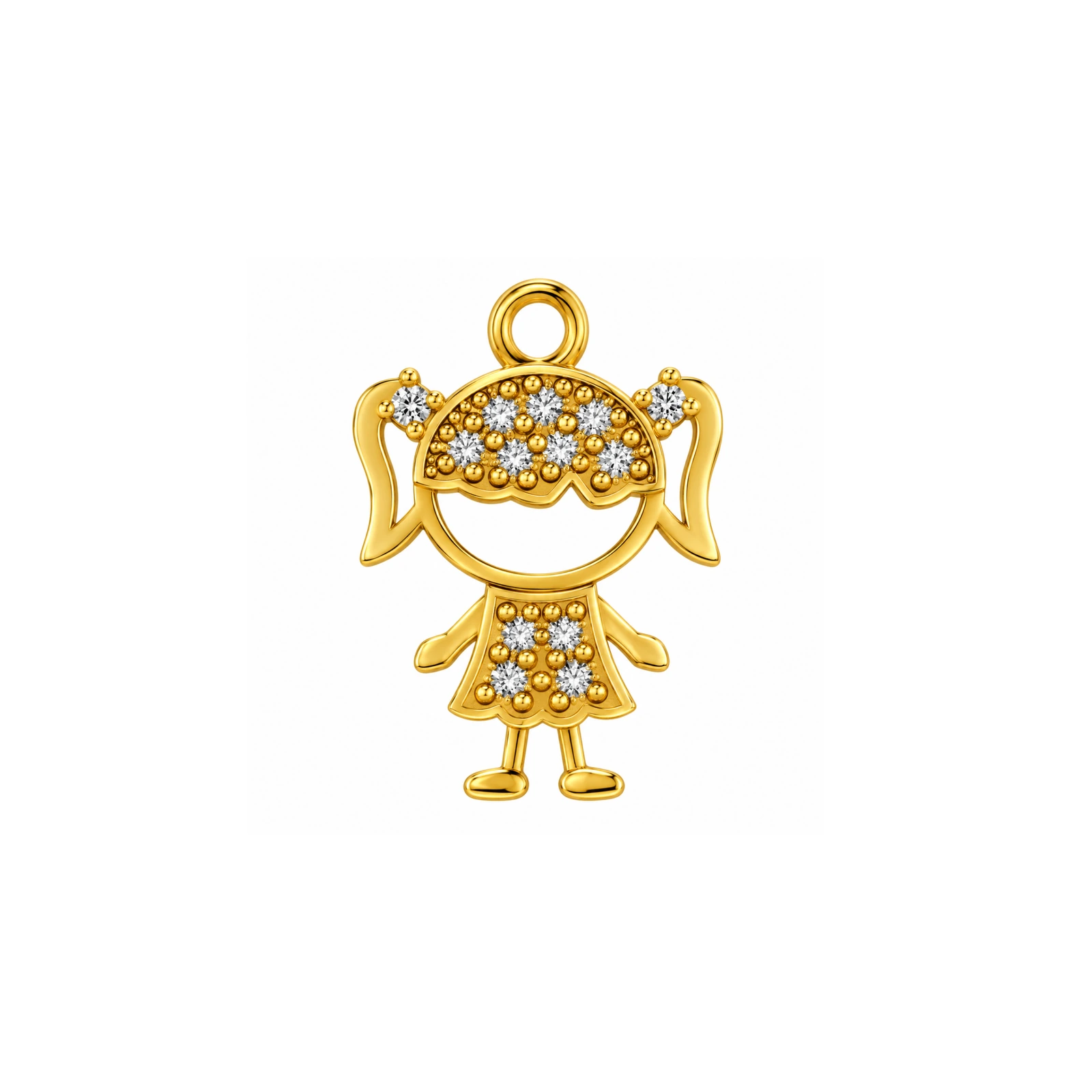 PINGENTE DE MOEDA MENINA C/13 PEDRAS UNICA COR 1,0 X 1,5