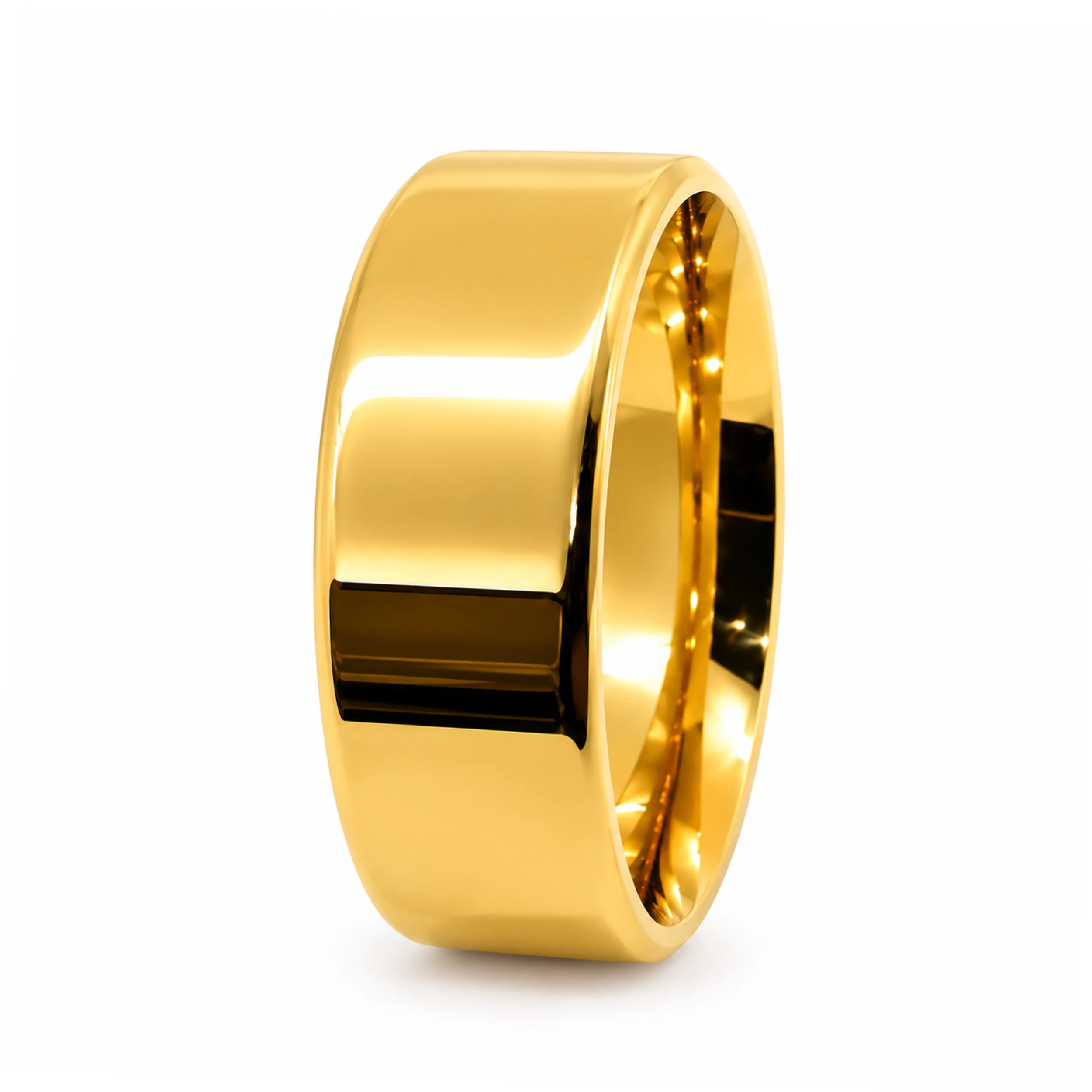 ALIANÇA DE MOEDA 7,0MM QUADRADA CHANFRADA