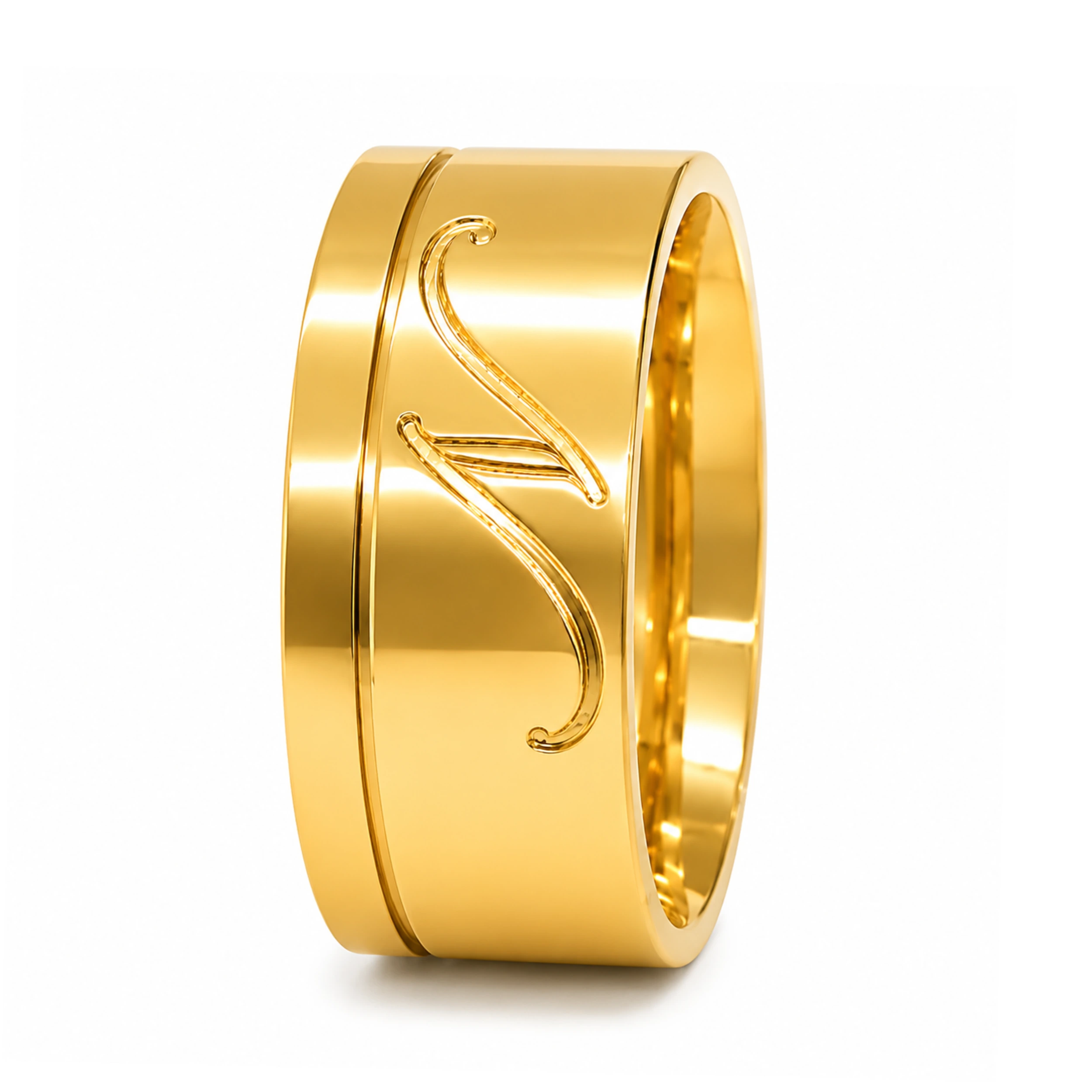 ALIANÇA DE MOEDA 10MM ANATÔMICA QUADRADA PERSONALIZADA E C/1 FRISO NA LATERAL